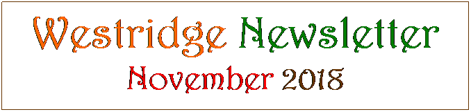 Text Box: Westridge Newsletter
November 2018
